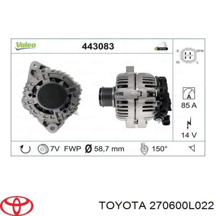 Alternator Toyota 270600L022 cena, od 216,48 USD