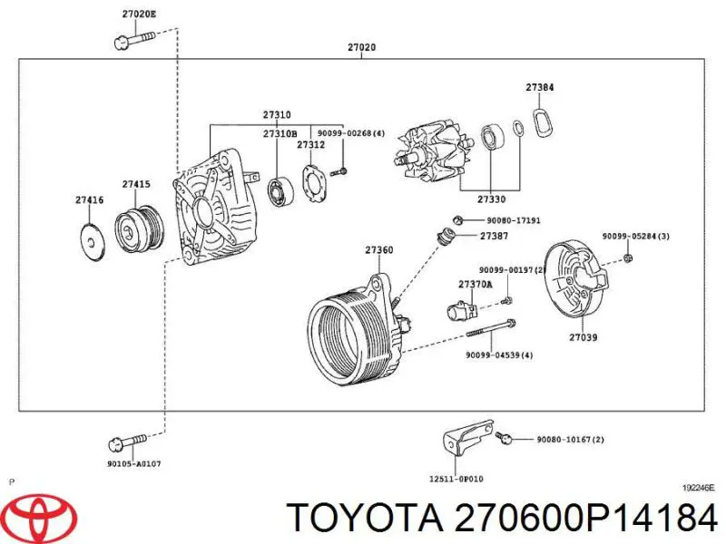 270600P14184 Toyota alternator