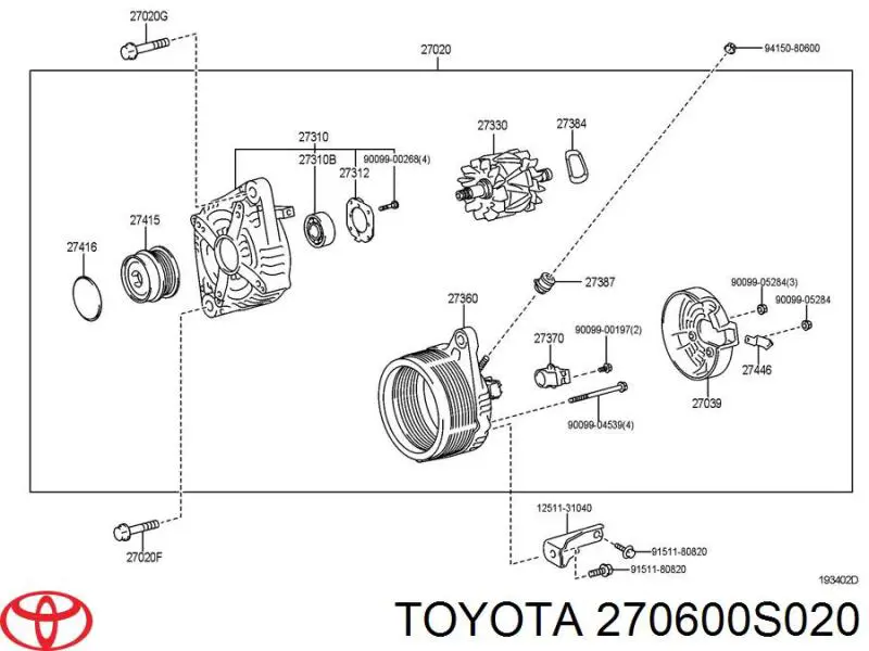 Alternator Toyota 270600S020 cena, od 1904,59 USD