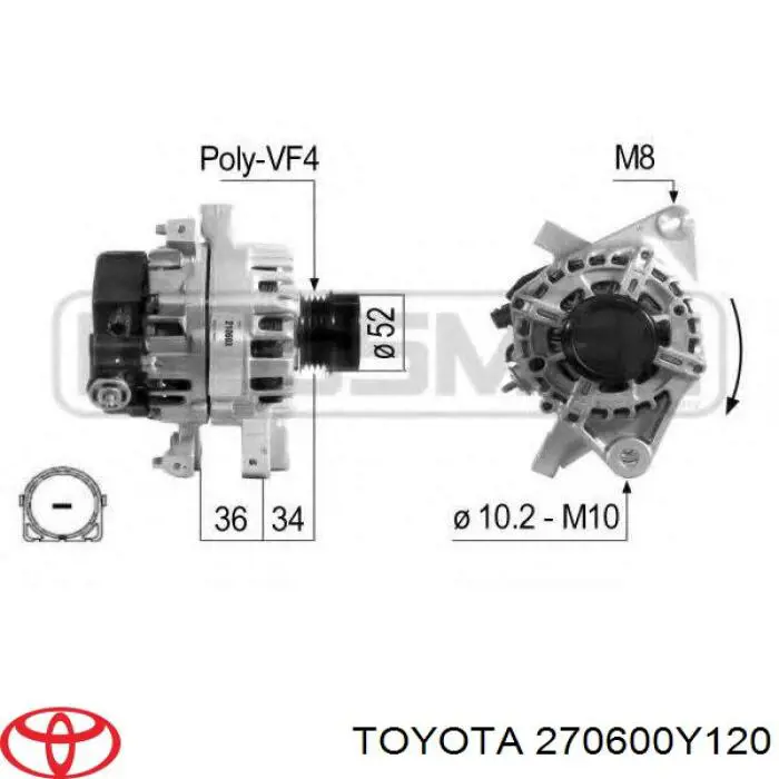 Alternator Toyota 270600Y12084 cena, od 188,98 USD