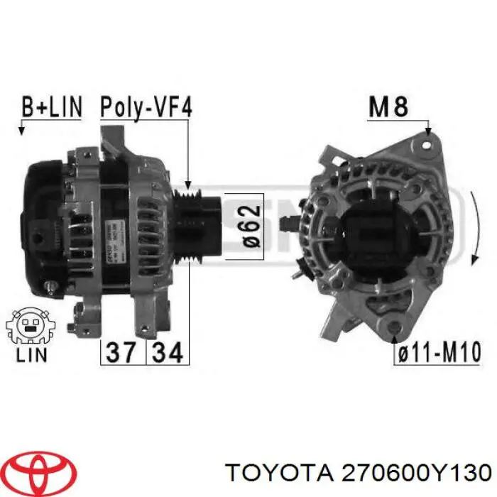 270600Y160 Toyota Alternator