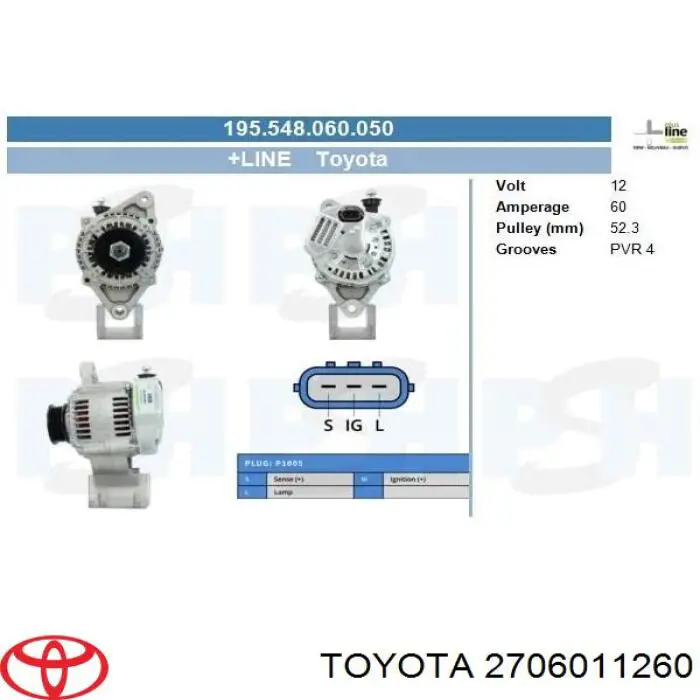 Alternator 2706011260 Toyota