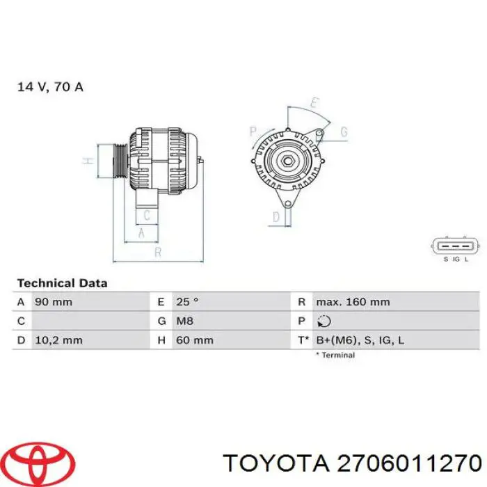 Alternator Toyota 2706011270
