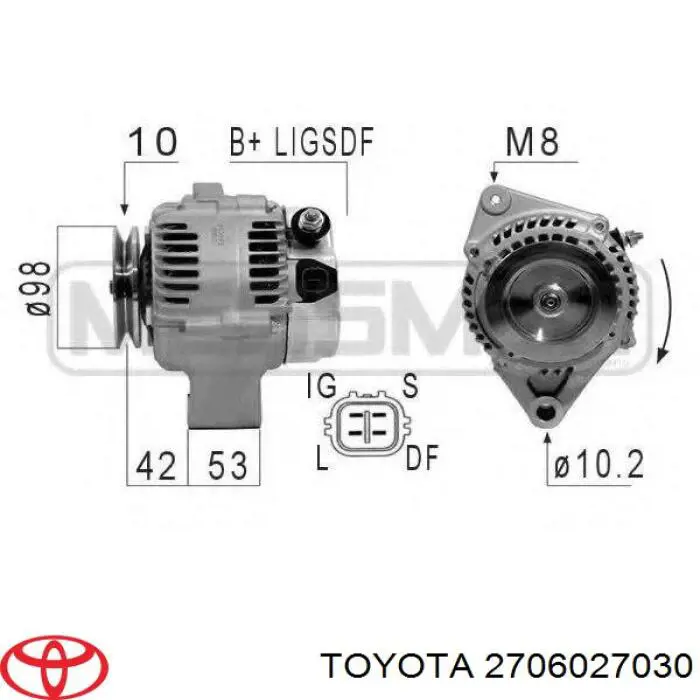 Do koszyka 2706027030 Toyota Alternator