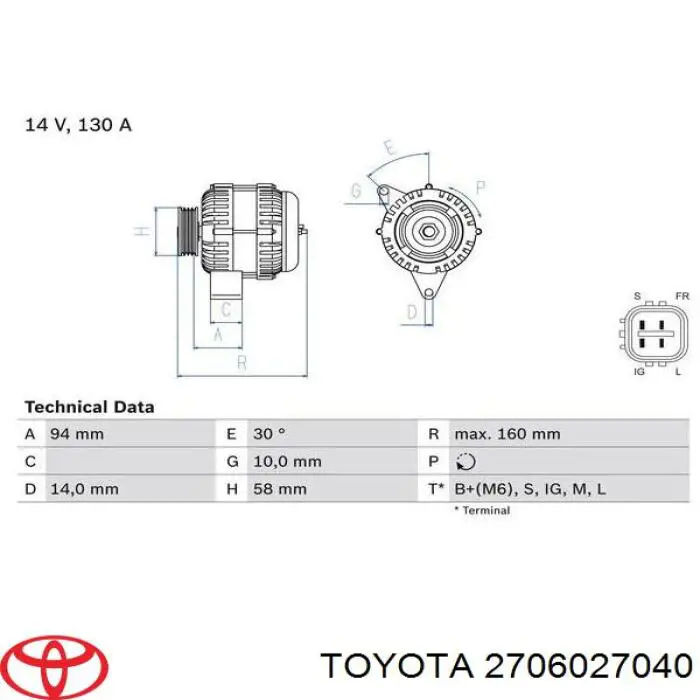 2706027040 Toyota Alternator