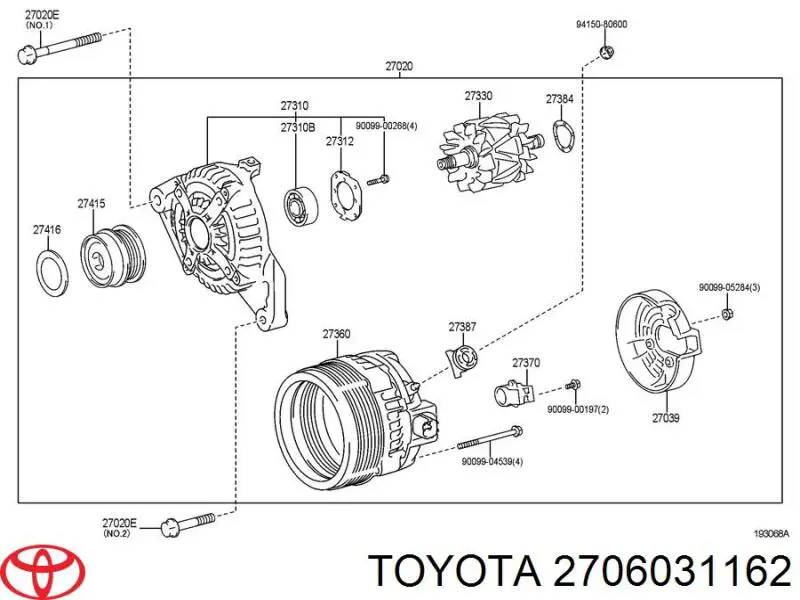 Do koszyka 2706031162 Toyota Alternator