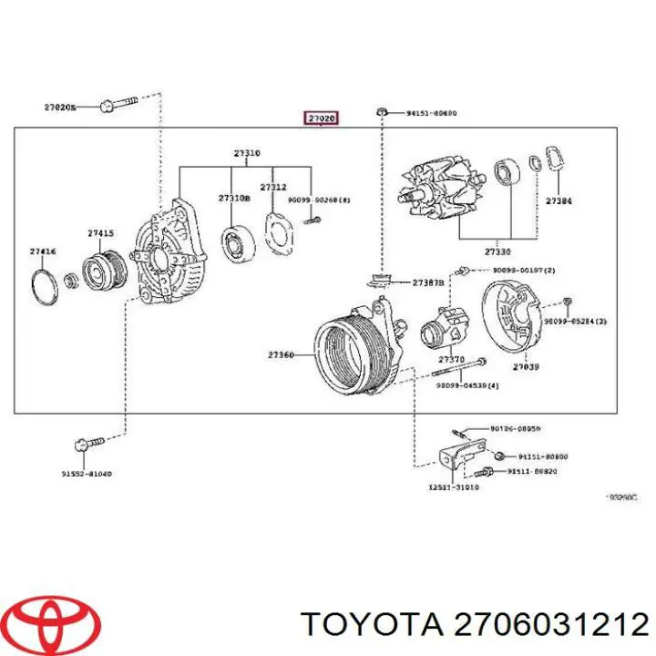 Do koszyka 2706031062 Toyota Alternator
