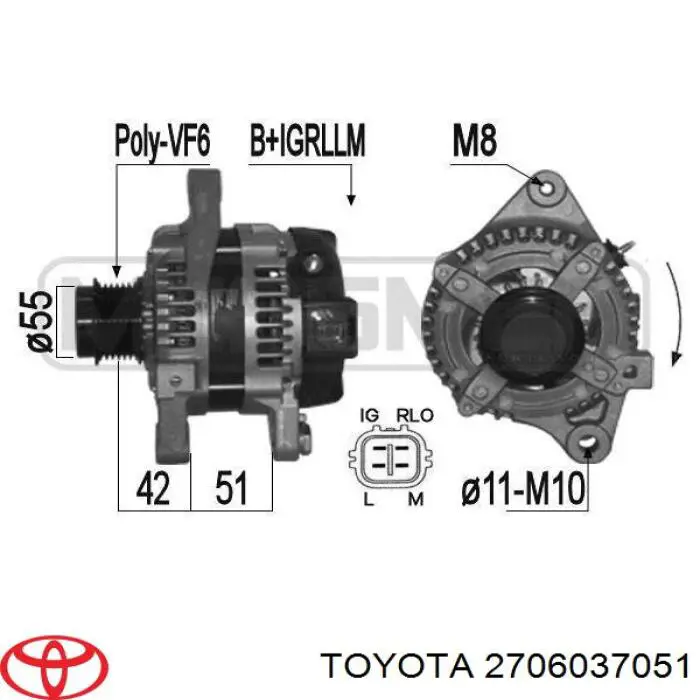 Alternator 2706037051 Toyota