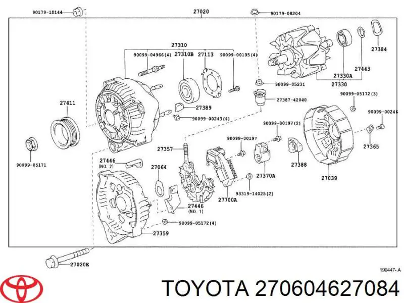 Alternator Toyota 2706046270 cena, od 224,77 USD