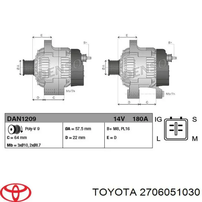 2706051030 Toyota alternator