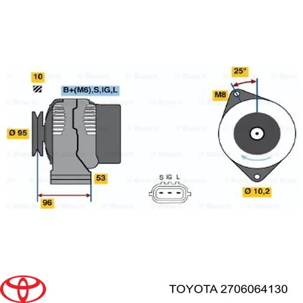 Do koszyka 2706064130 Toyota Alternator