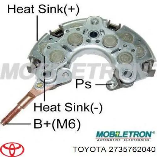 Mostek prostowniczy alternatora = Moster diodowy alternatora Toyota 2735762040 cena, od 24,65 USD