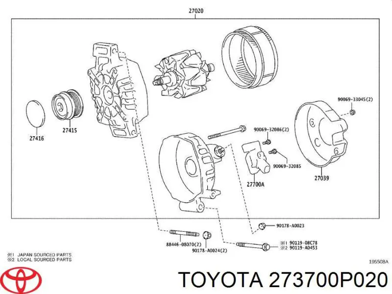 273700P020 Toyota Szczotka alternatora