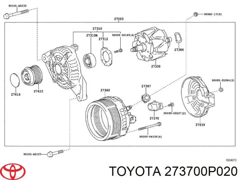 Szczotka alternatora Toyota 273700P020 cena, od 25,87 USD