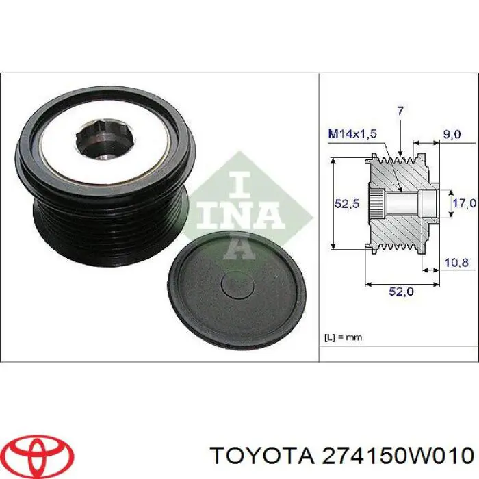 Koło pasowe alternatora Toyota 274150W010 cena, od 40,13 USD