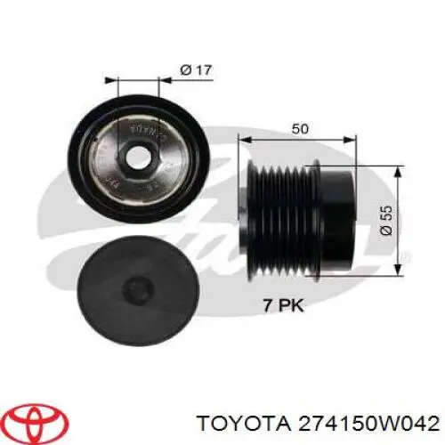 274150W042 Toyota Koło pasowe alternatora