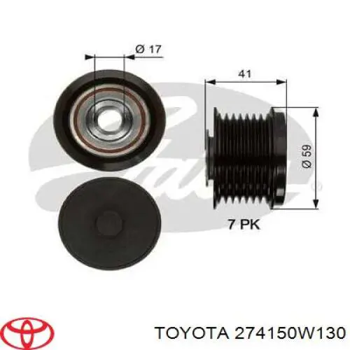Koło pasowe alternatora Toyota 274150W130