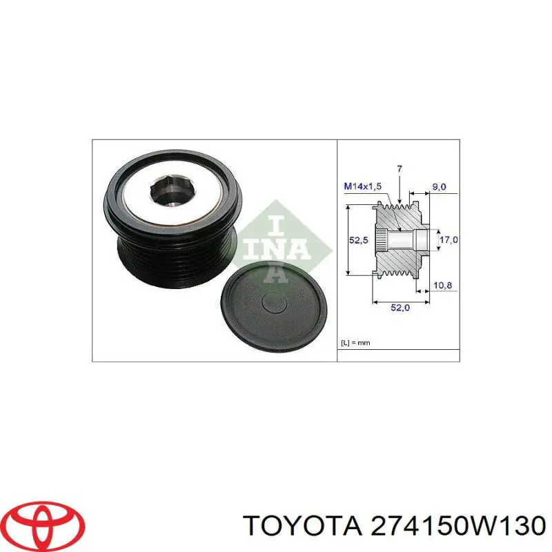 Do koszyka 274150W130 Toyota Koło pasowe alternatora