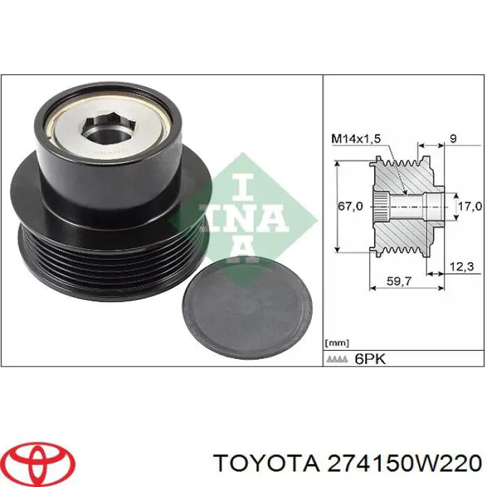274150W030 Toyota Koło pasowe alternatora