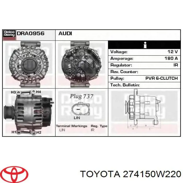 Do koszyka 274150W030 Toyota Koło pasowe alternatora
