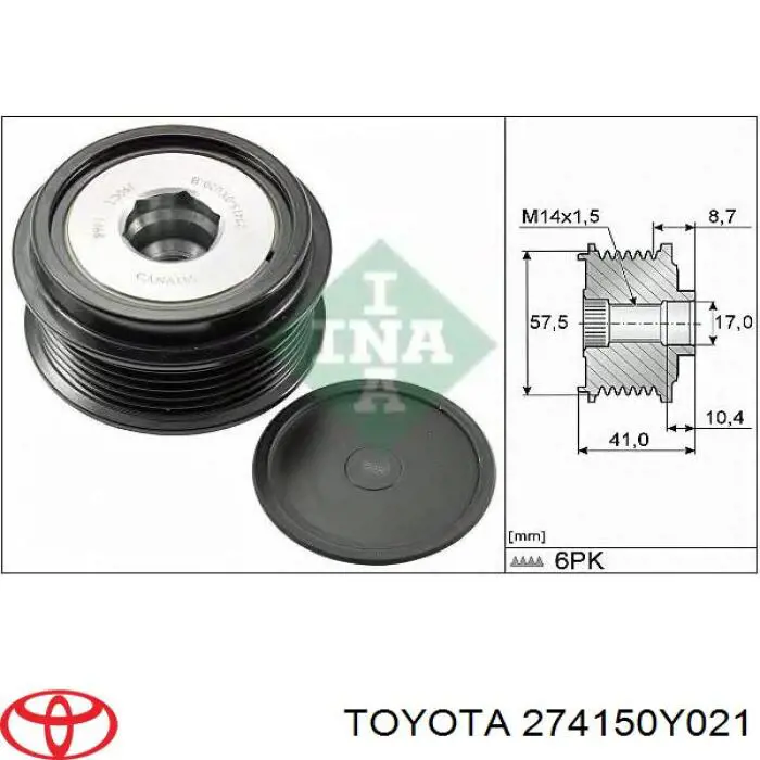 Koło pasowe alternatora Toyota 274150Y020 cena, od 57,27 USD