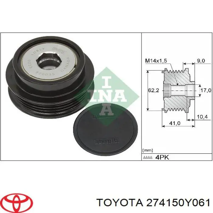 274150Y061 Toyota Koło pasowe alternatora