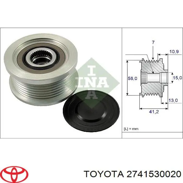 2741530020 Toyota koło pasowe alternatora