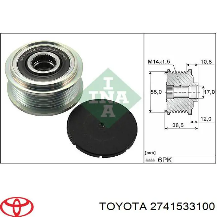 2741533100 Toyota Koło pasowe alternatora