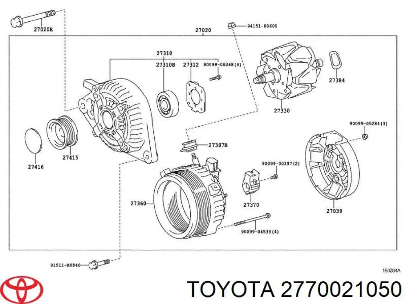 Do koszyka 2770021050 Toyota Regulator alternatora (przekaźnik ładowania)