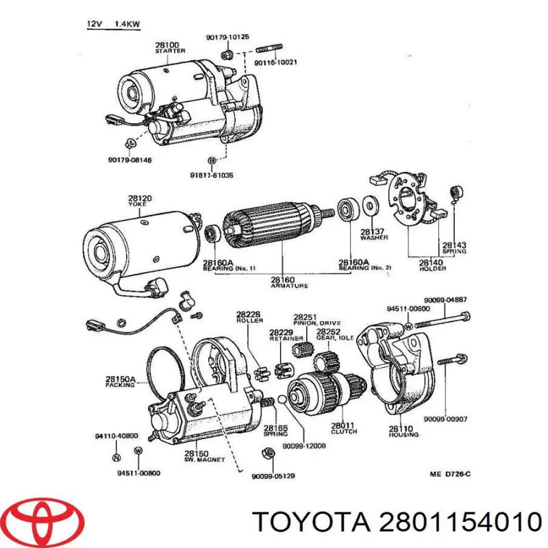 Bendiks rozrusznika Toyota 2801154010 cena, od 37,06 USD