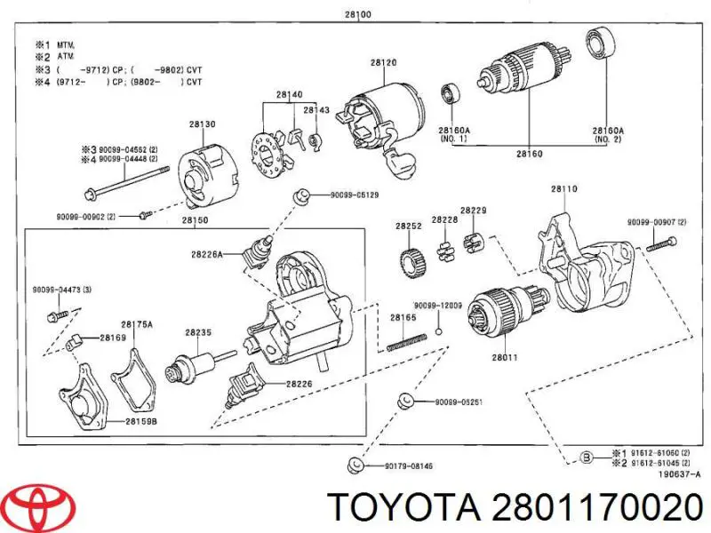 Do koszyka 2801170020 Toyota Bendiks rozrusznika