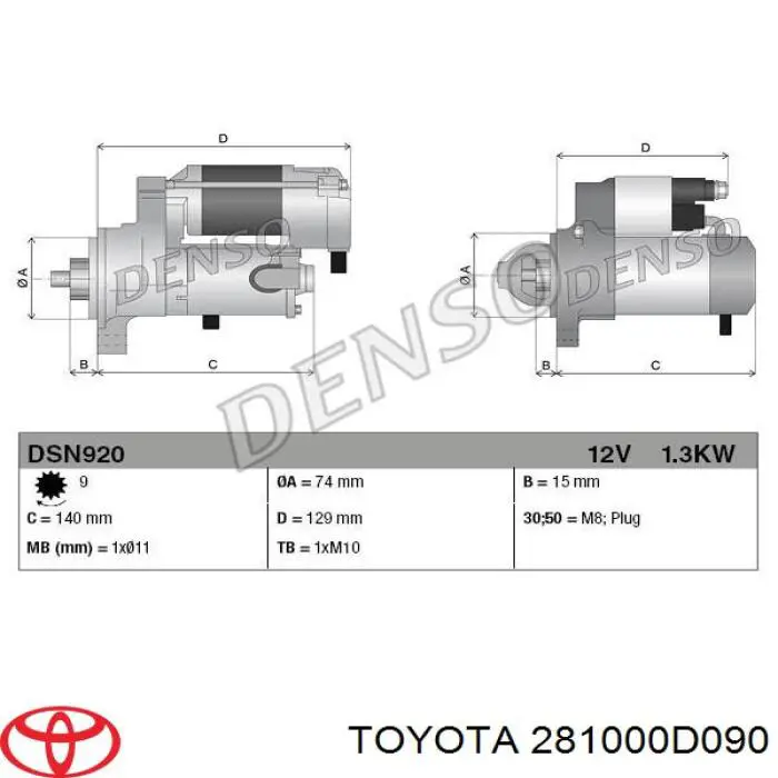 281000D090 Toyota Rozrusznik