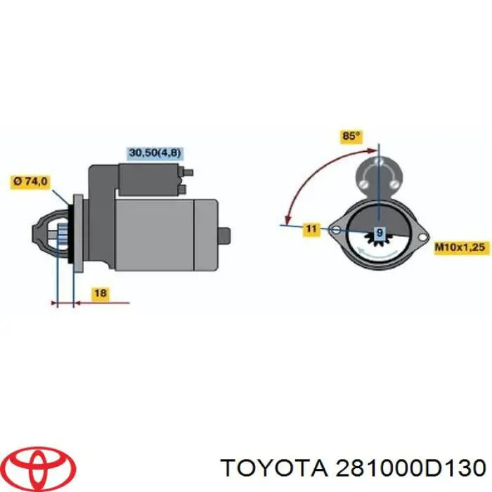 Do koszyka 281000D130 Toyota Rozrusznik