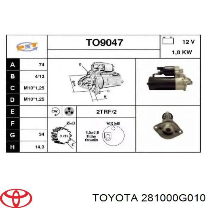 Rozrusznik 281000G010 Toyota