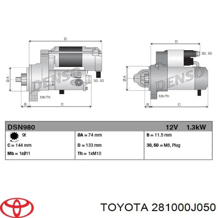 281000J050 Toyota rozrusznik