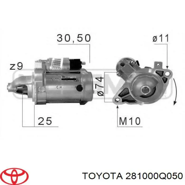 Rozrusznik Toyota 281000Q050 cena, od 137,23 USD