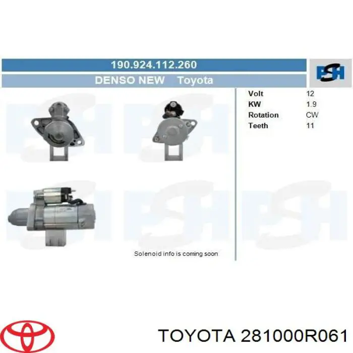 281000R061 Toyota rozrusznik