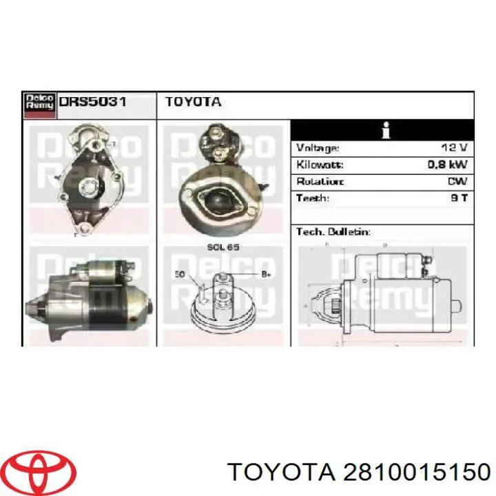2810015150 Toyota Rozrusznik
