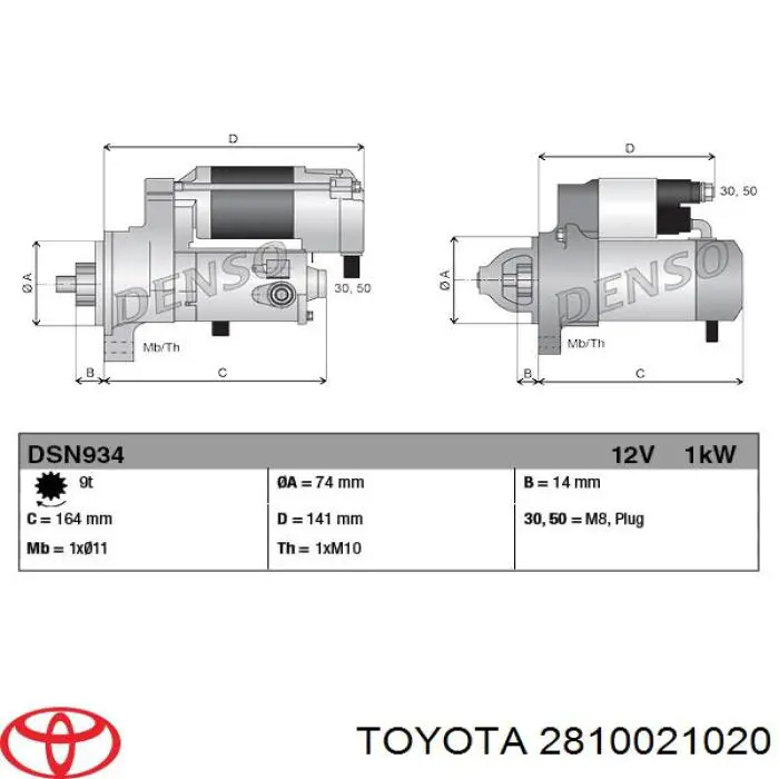 Do koszyka 2810021020 Toyota Rozrusznik
