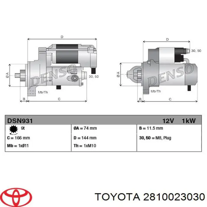 2810023030 Toyota rozrusznik