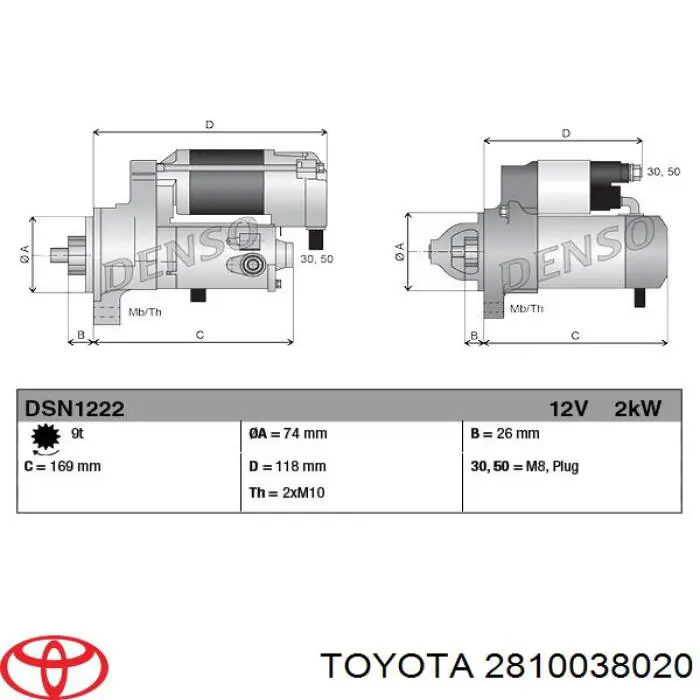 2810038020 Toyota rozrusznik