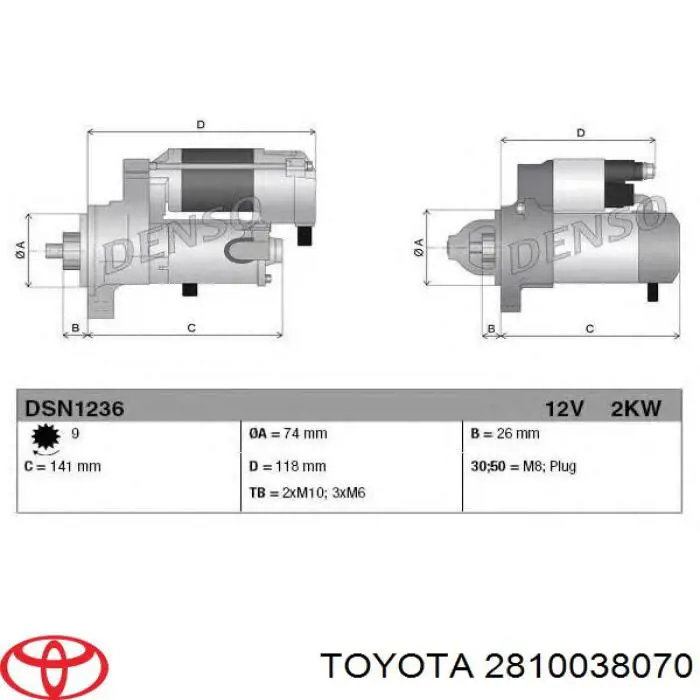 2810038070 Toyota Rozrusznik