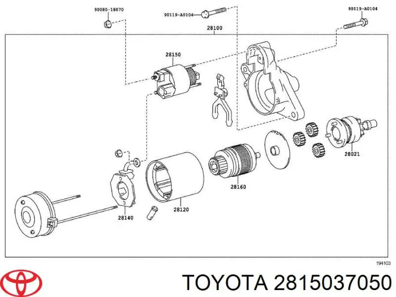 Elektromagnes rozrusznika Toyota 2815037050 cena, od 31,48 USD