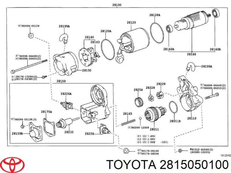 Elektromagnes rozrusznika Toyota Land Cruiser 100 SUV (J10) (1998 - 2007) cena, od 412,96 USD