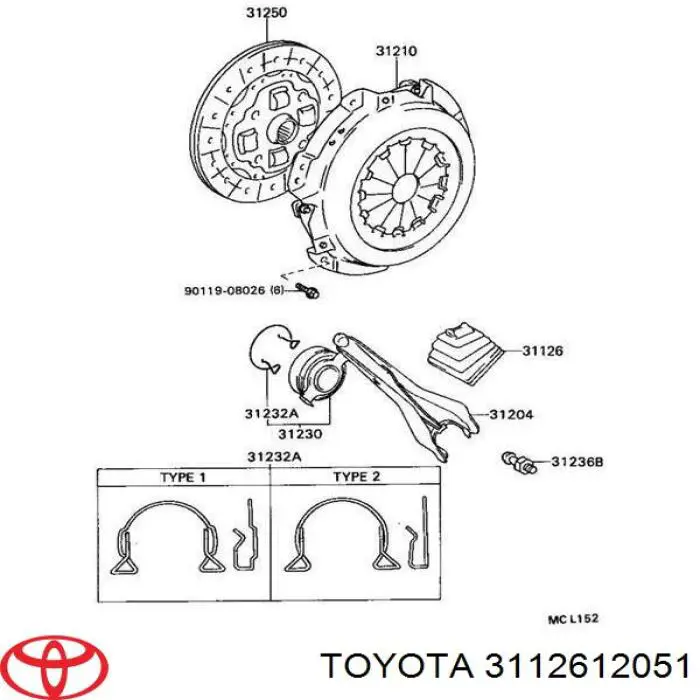 Osłona widełek sprzęgła Toyota 3112612051 cena, od 11,59 USD