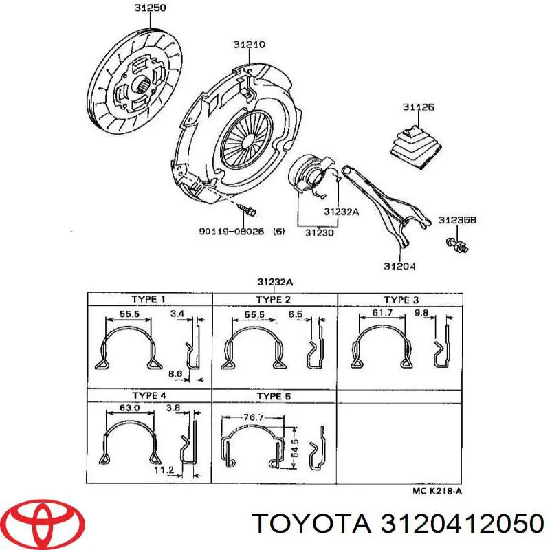 Widełki sprzęgła Toyota 3120412050 cena, od 26,27 USD
