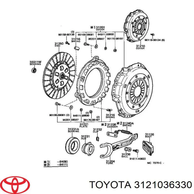 3121036330 Toyota Docisk sprzęgła