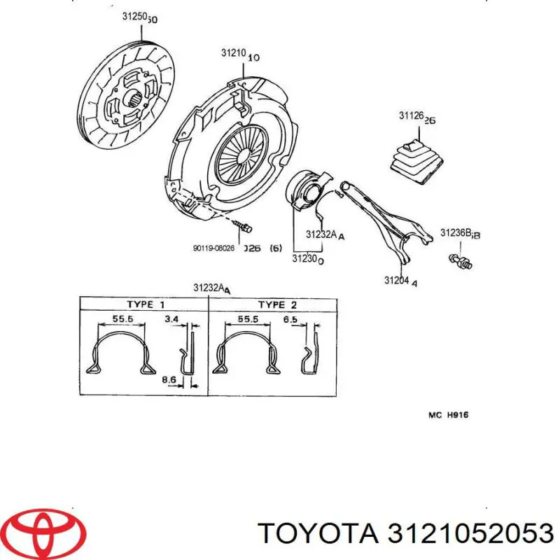Docisk sprzęgła Toyota 3121052053 cena, od 81,64 USD