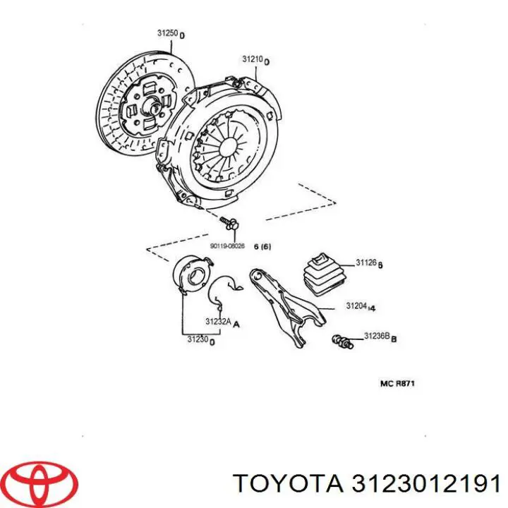 Do koszyka 3123012191 Toyota Łożysko wyciskowe sprzęgła