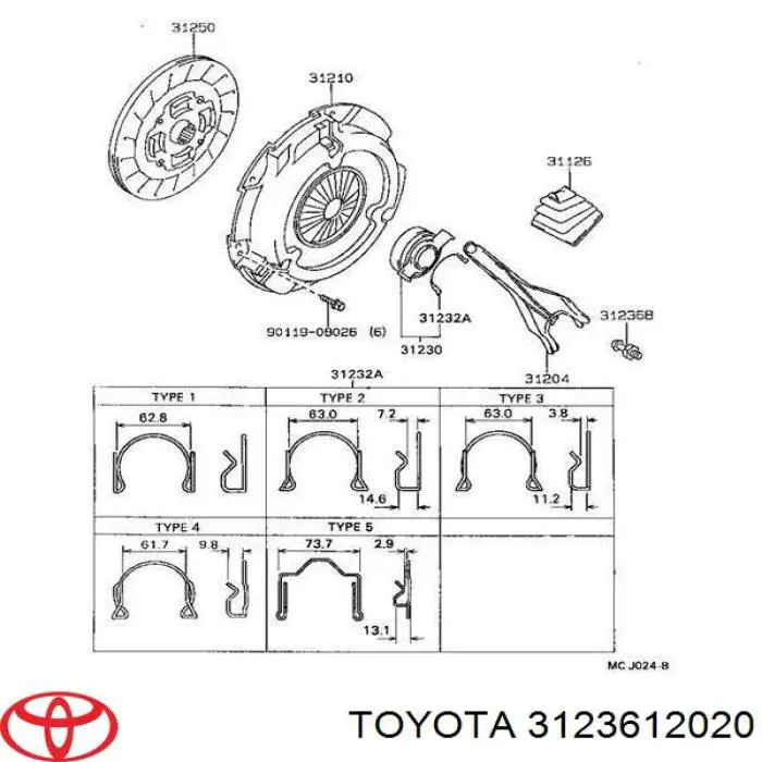 Oś widełek sprzęgła Toyota Auris UKP (E15)